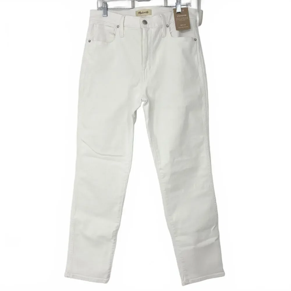 NWT Madewell Stovepipe High-Rise White Denim Jeans Women's size 30